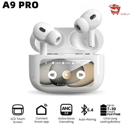 A9 Pro 2 Earbuds with LCD Tablet Airpods pro 2 with LCD touchscreen display bluetooth 5.3 for ios and android